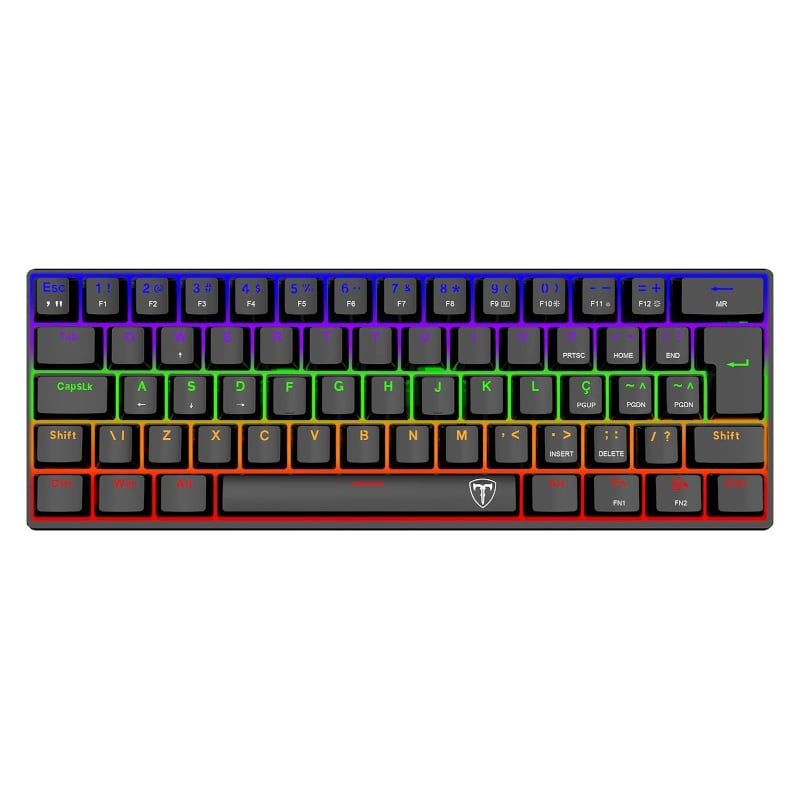 T-Dagger - T-TGK321-BR -  T-Dagger Arena 61Key Brown Switch Rainbow LED Gaming Mechanical Keyboard - Black