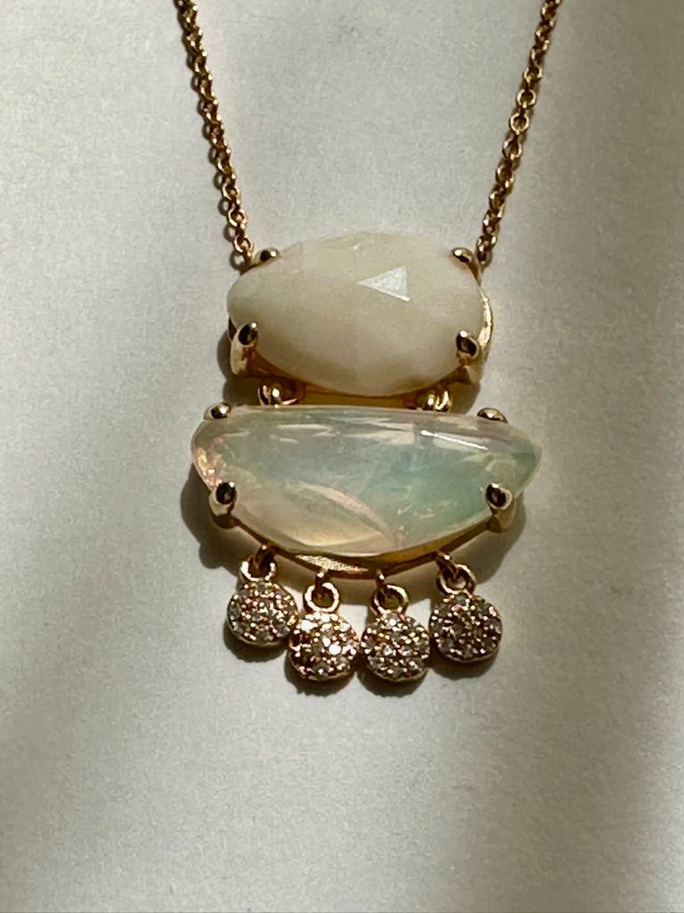 White Opal and Diamond Necklace
