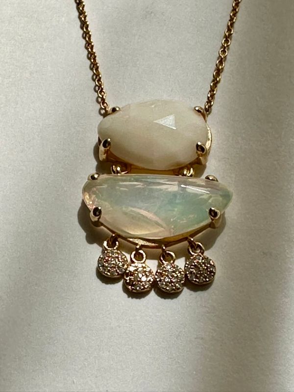 White Opal and Diamond Necklace White Opal and Diamond Necklace