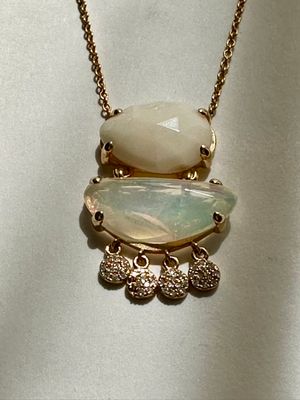 White Opal and Diamond Necklace