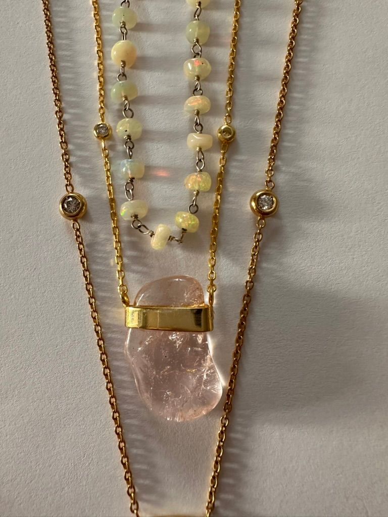 The Morganite Crystal and Diamonds Necklace