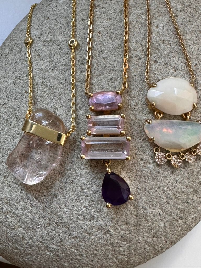 The Morganite Crystal and Diamonds Necklace