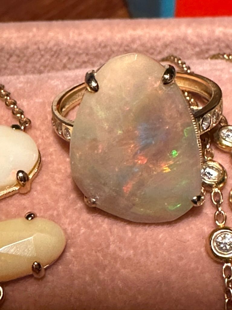 The Fire Opal and Diamond Ring