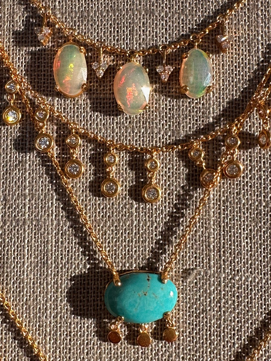 Opal and Diamond Shaker Necklace