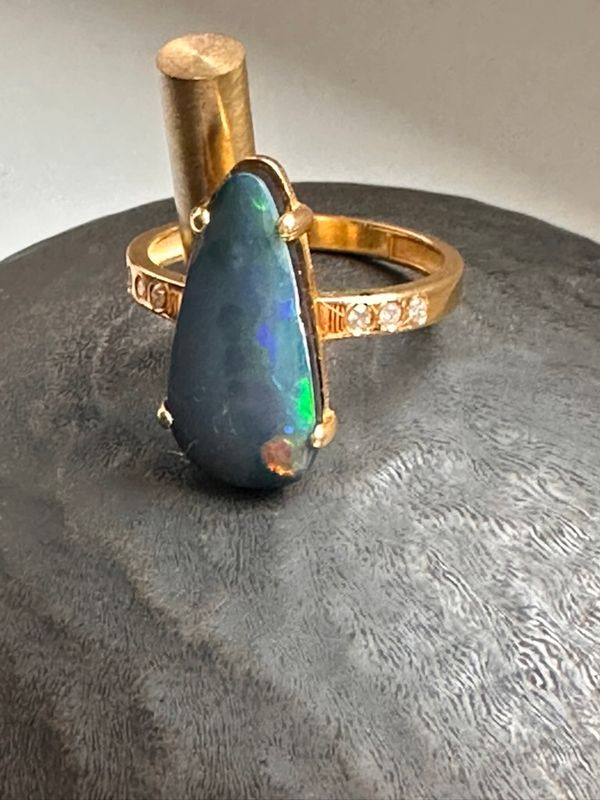 Blue Opal and Diamond Ring Blue Opal and Diamond Ring