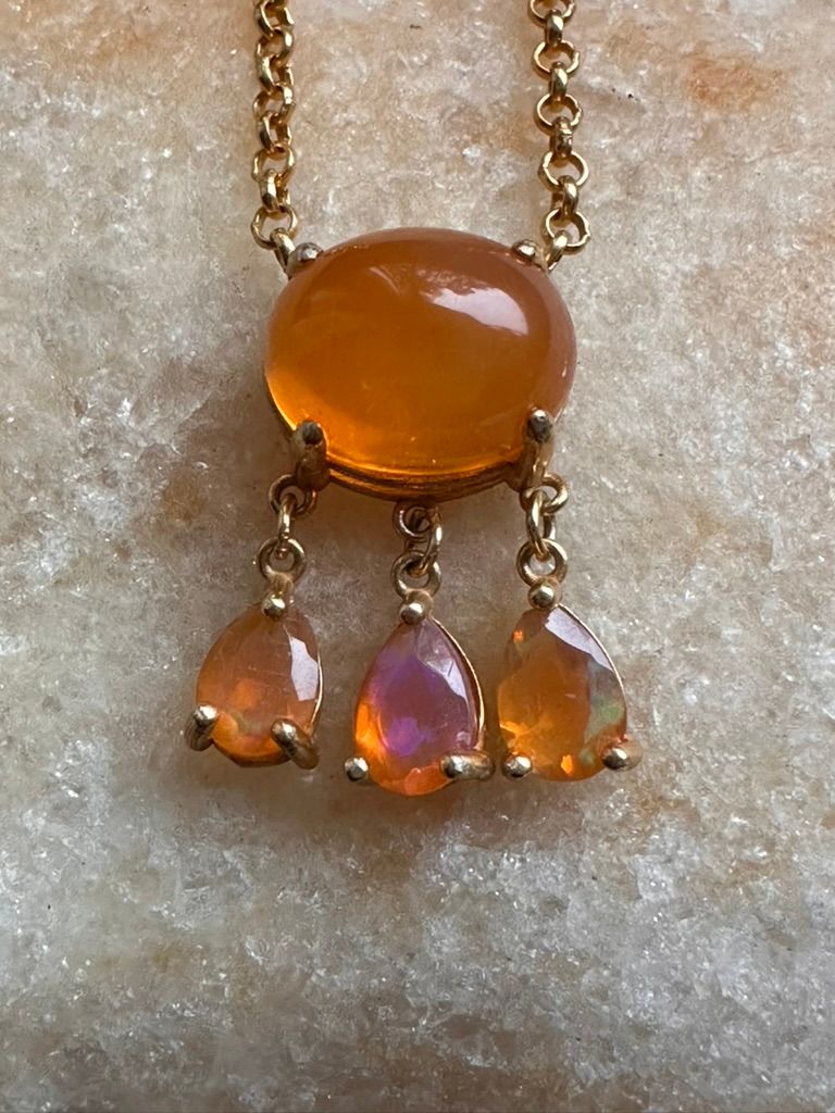 Fire Opal shaker Necklace