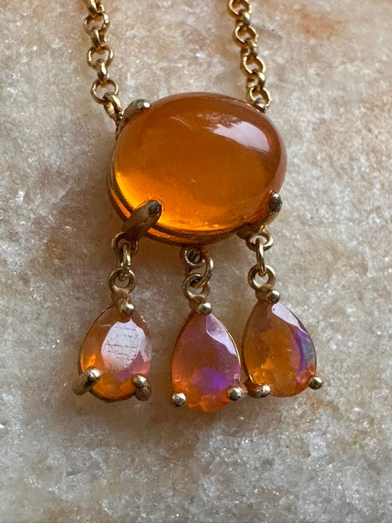Fire Opal shaker Necklace