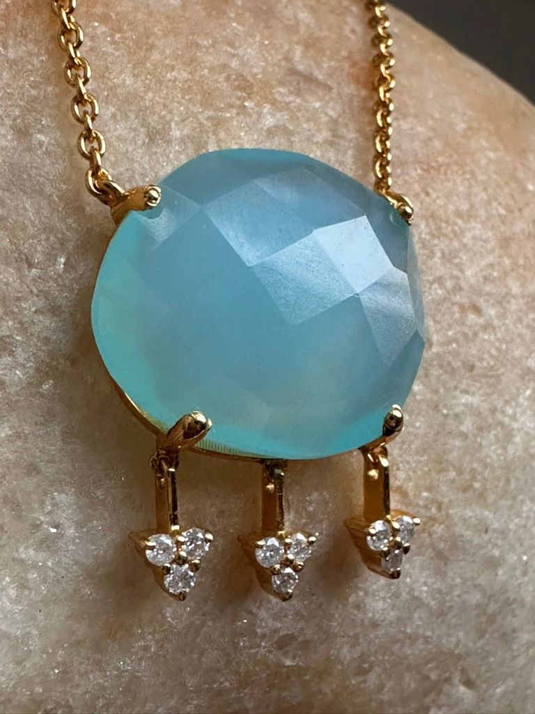 Blue Topaz and Diamond shaker Necklace