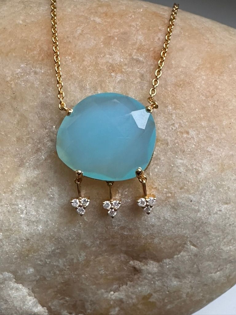 Blue Topaz and Diamond shaker Necklace