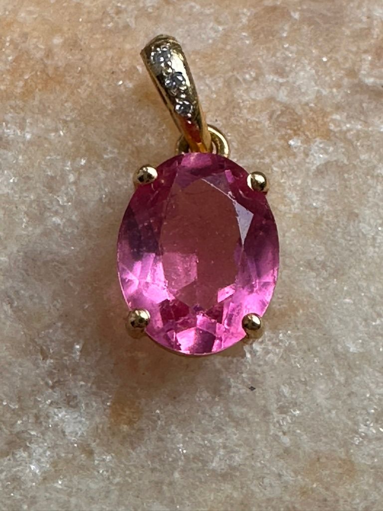 Pink Tourmaline and Diamond Charm