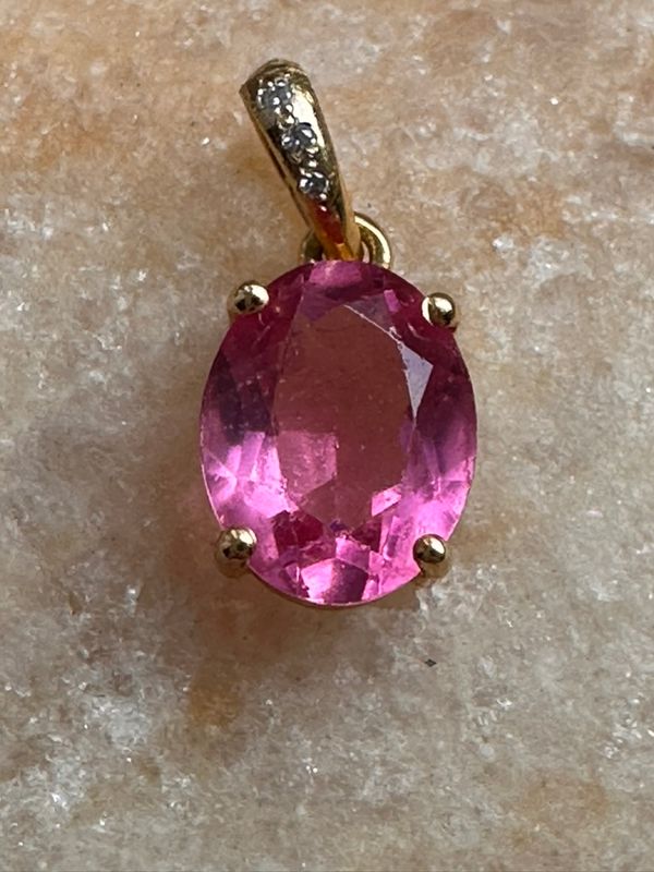 Pink Tourmaline and Diamond Charm Pink Tourmaline and Diamond Charm