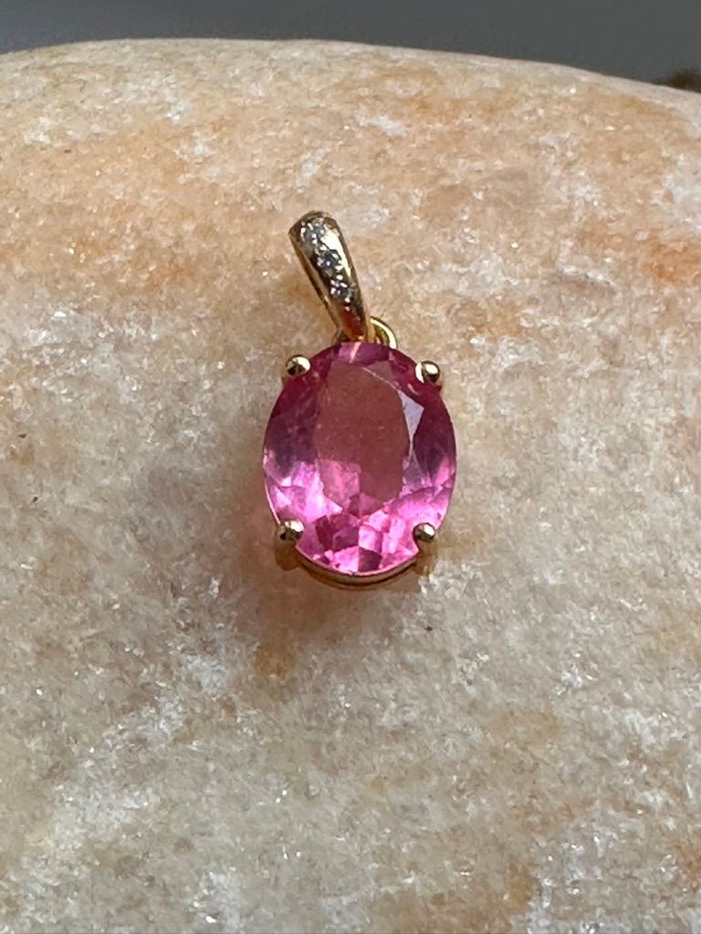 Pink Tourmaline and Diamond Charm