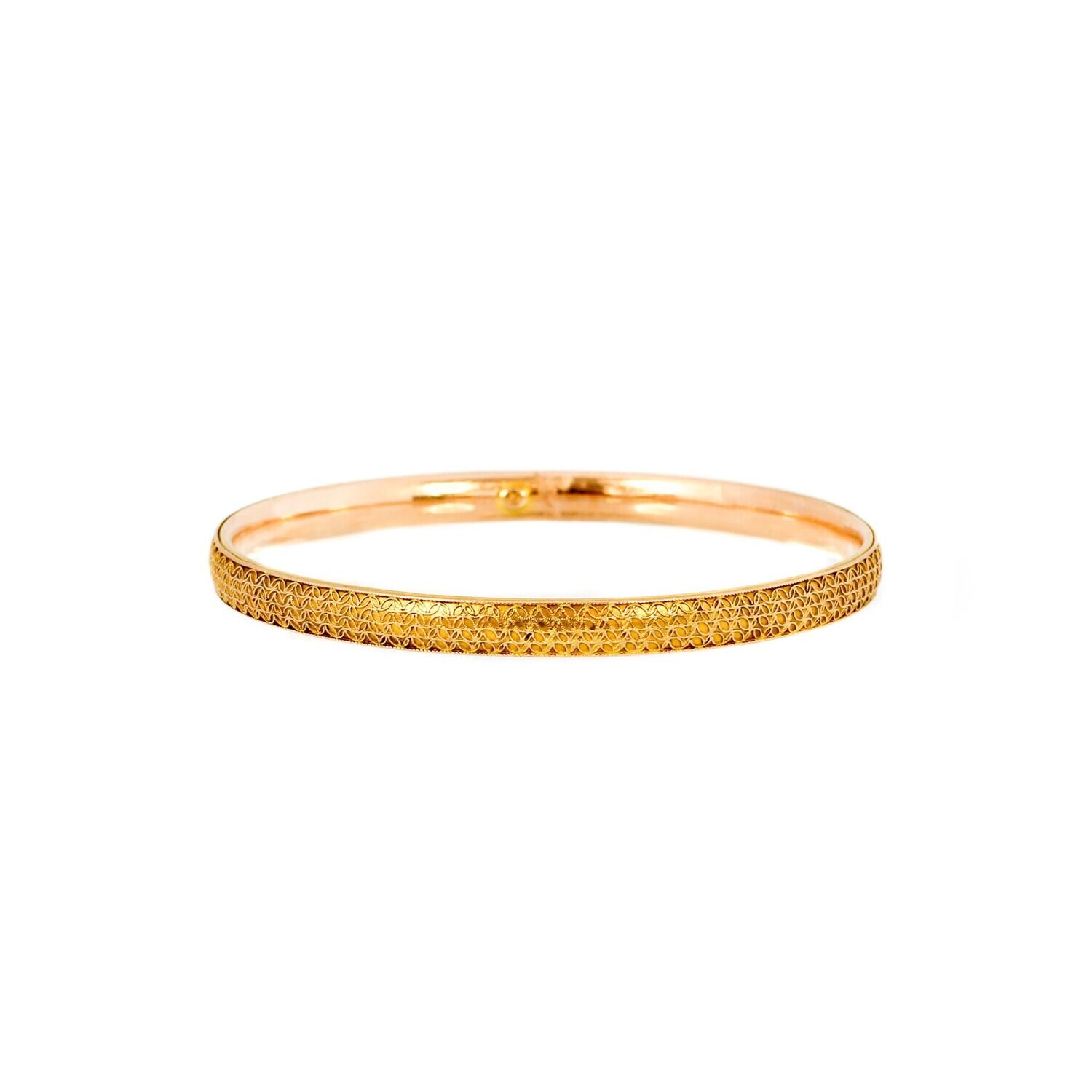 14K Gold Revival Granulated Bangle Bracelet