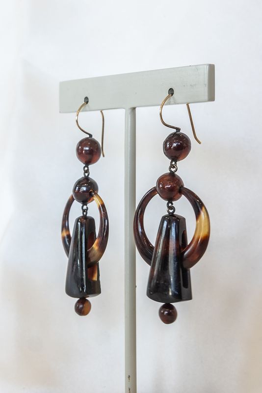 Tortoise Shell Earrings Circa 1860