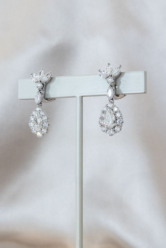 Platinum Pear &amp; Marquise Diamond Drop Earrings