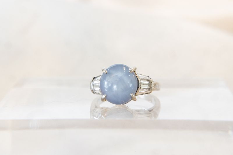 Platinum No Heat Sri Lankan Star Sapphire Diamond Ring