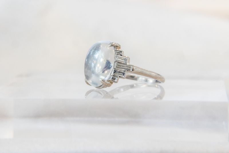 Art Deco Moonstone &amp; Diamond Ring