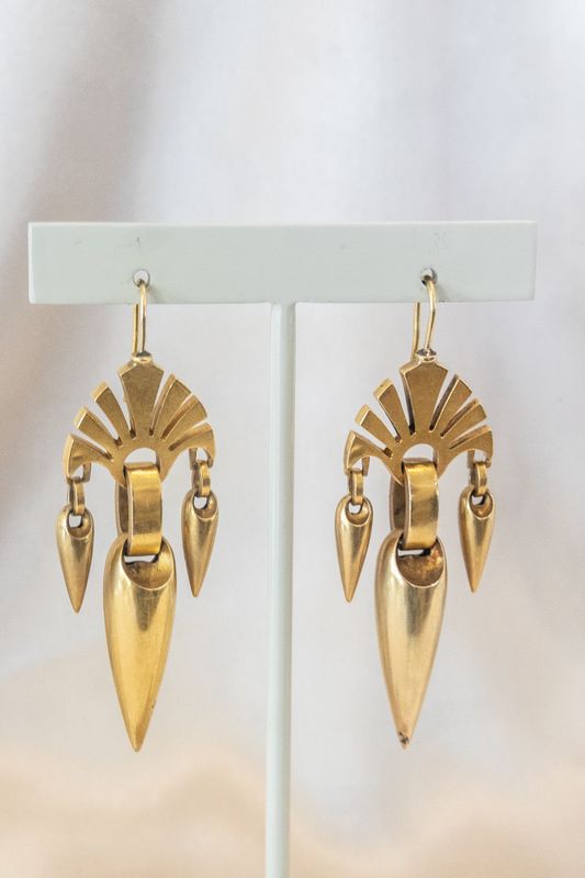 18k Yellow Gold Victorian Egyptian Revival Earrings