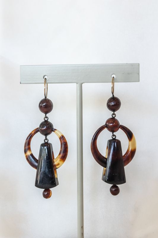 Tortoise Shell Earrings Circa 1860