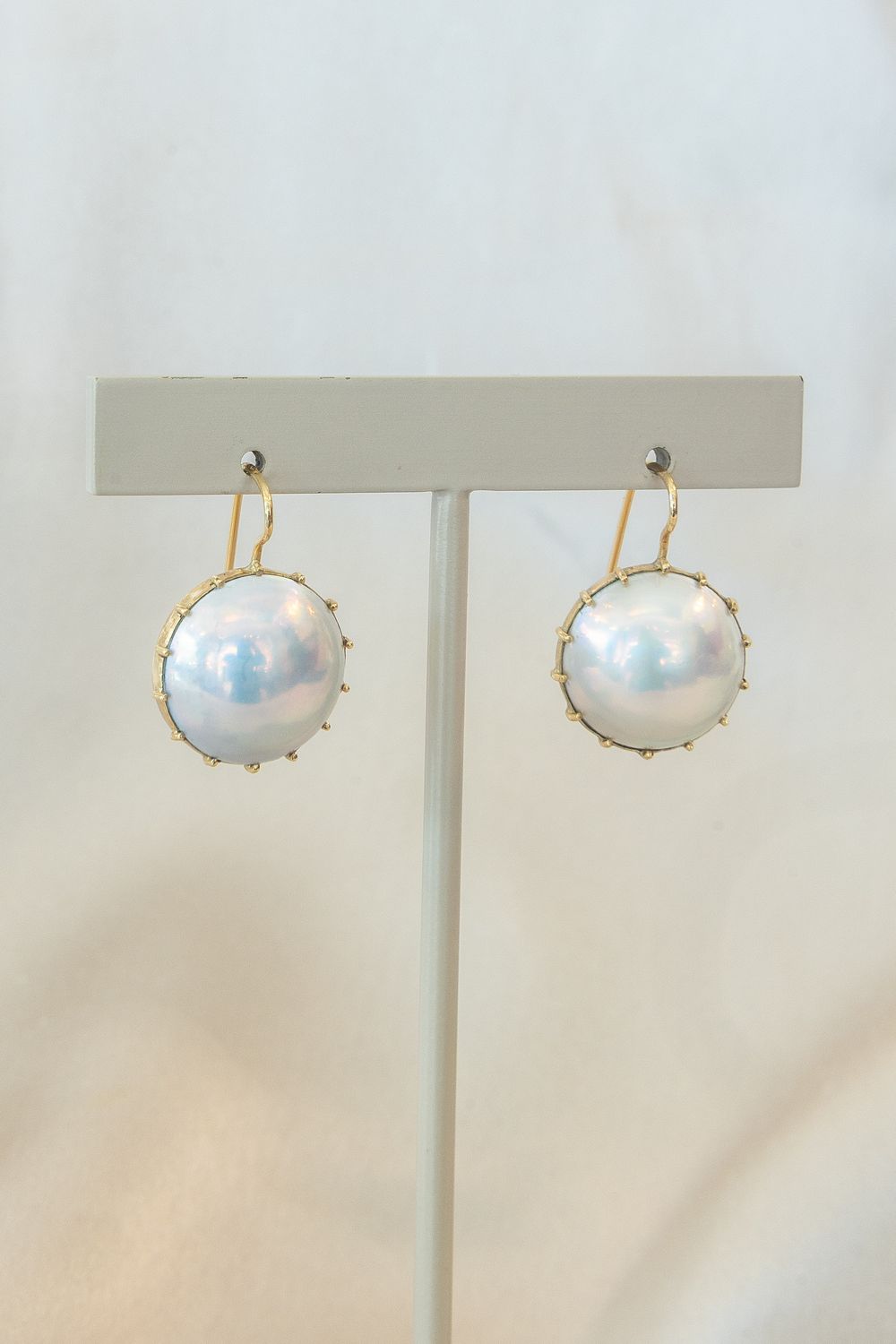 18K Yellow Gold Antique Natural Mabé Pearl Earrings