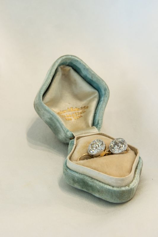 18K Yellow &amp; Platinum Gold Old European Cut Diamond Drop Earrings
