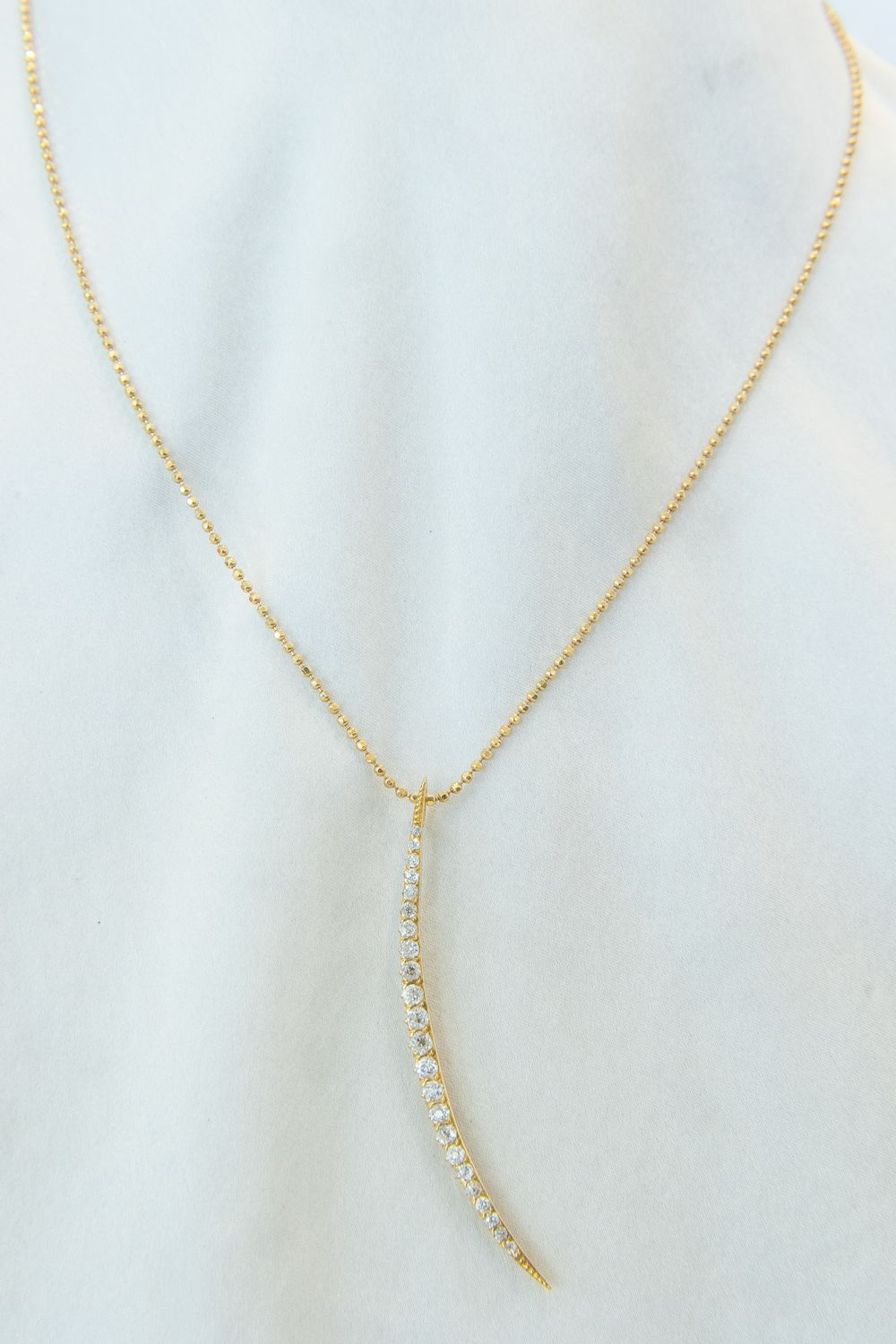 18K Yellow Gold Diamond Crescent Necklace