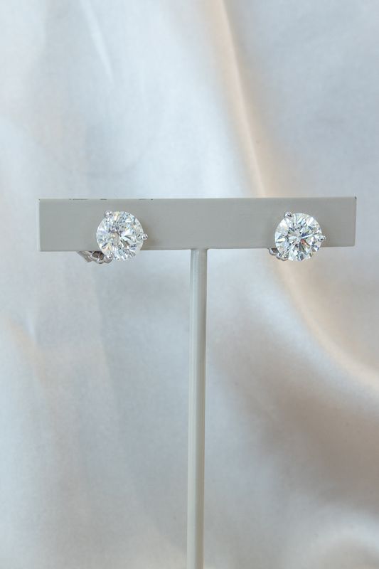 14K White Gold Martini Set Diamond Studs