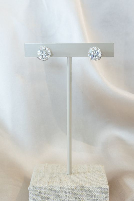 14K White Gold Martini Set Diamond Studs