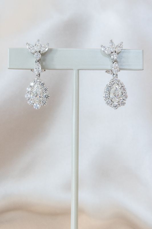 Platinum Pear &amp; Marquise Diamond Drop Earrings