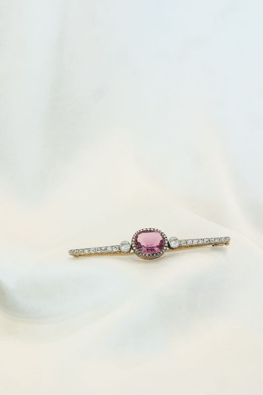 Platinum Diamond Pink Tourmaline Pin