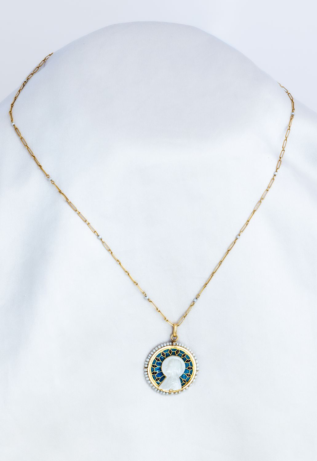 Mother of Pearl &amp; Plique-a-Jour Pendant