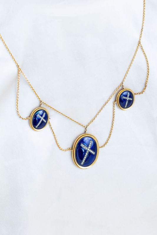 Victorian Enamel &amp; Diamond Necklace