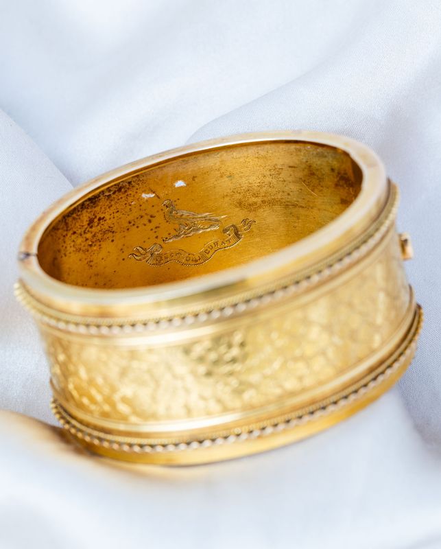 15K Yellow Gold Victorian Floral Wide Bracelet