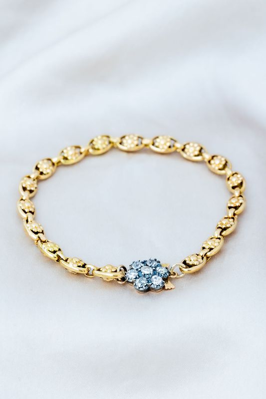 Silver on 18K Yellow Gold Diamond Cluster Bracelet