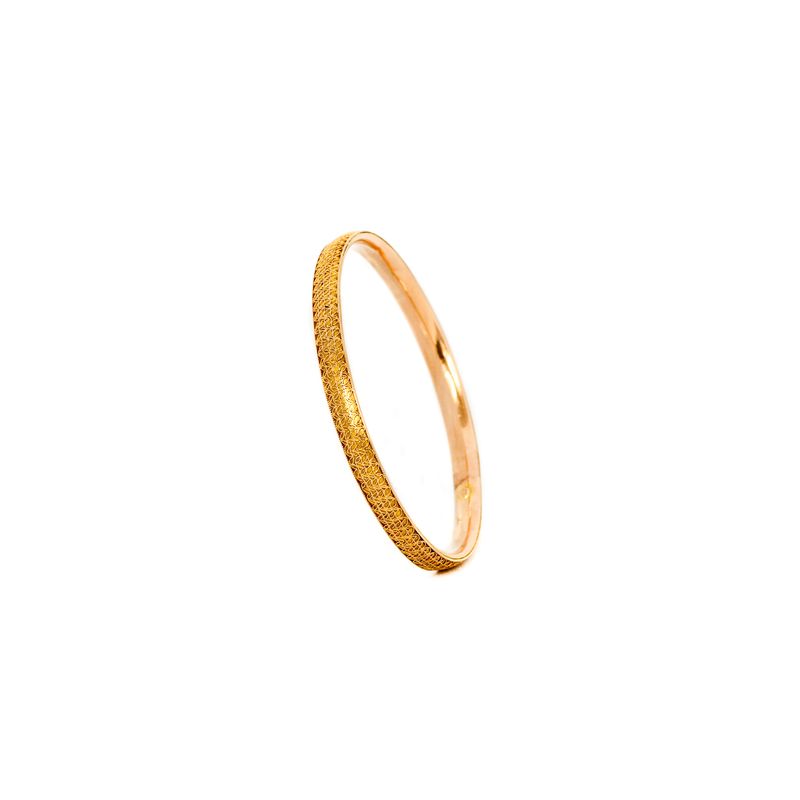 14K Gold Revival Granulated Bangle Bracelet