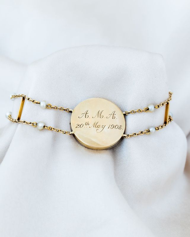 Green and White Enamel Bracelet