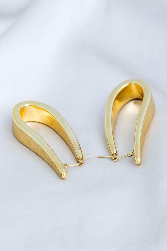 18K Gold Drop Hoops