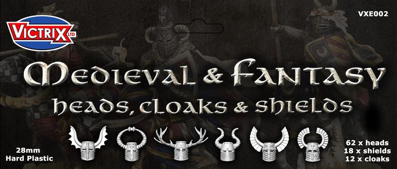 Medieval and Fantasy heads, cloaks and shields (62/18/12)