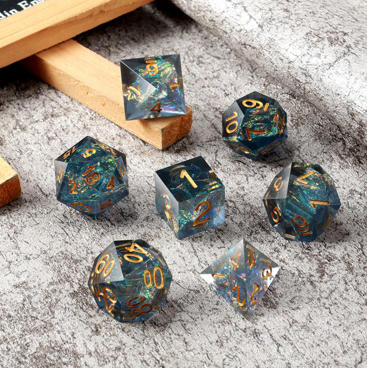 Sharp Edge Dice Set - Peacock