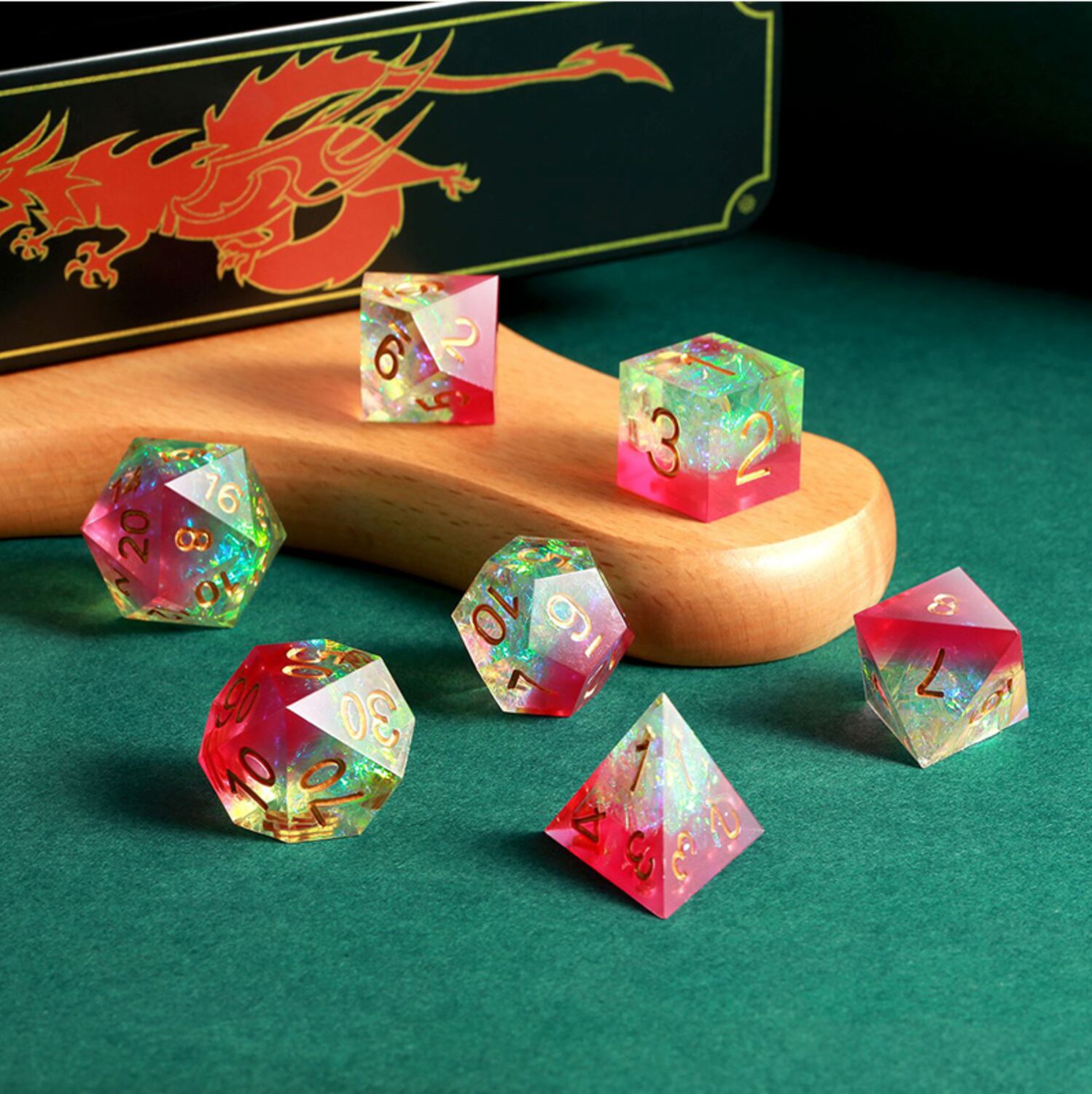 Sharp Edge Dice Set - Tourmaline