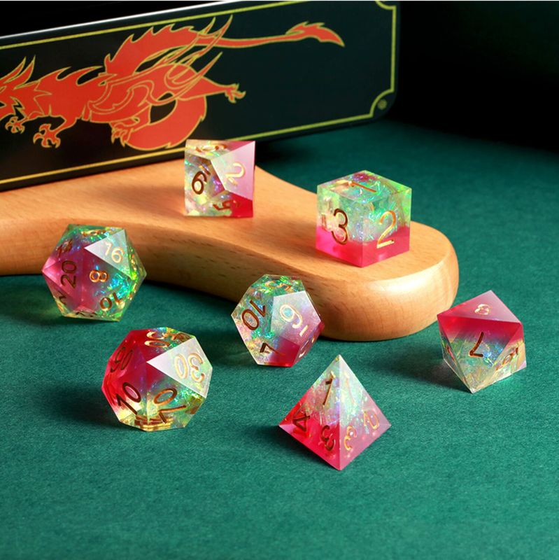 Sharp Edge Dice Set - Tourmaline