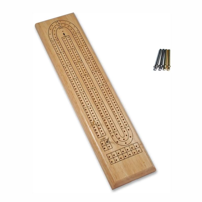 Cribbage, 2 Track Natural Wood