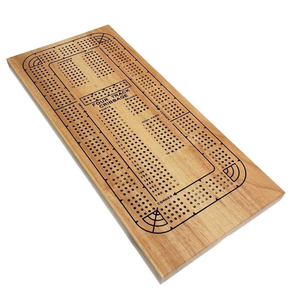 Cribbage, 4 Track Natural Wood
