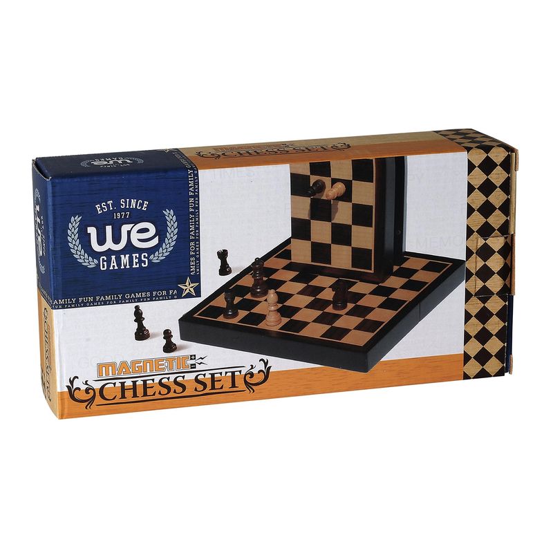 Chess Set - Magnetic Black Stained Wood 8"