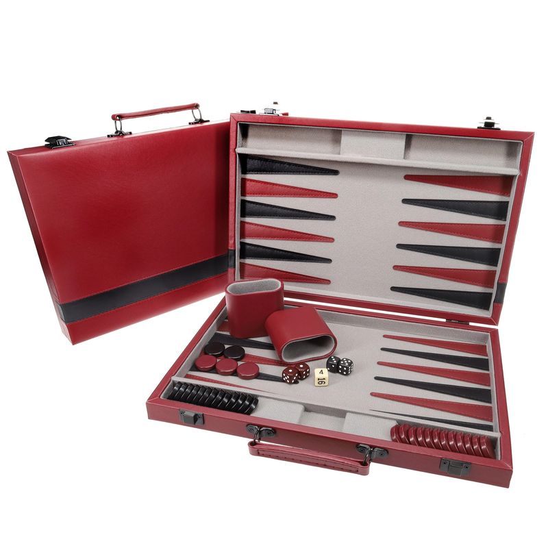 Backgammon 18"  Red Bk/Stripe