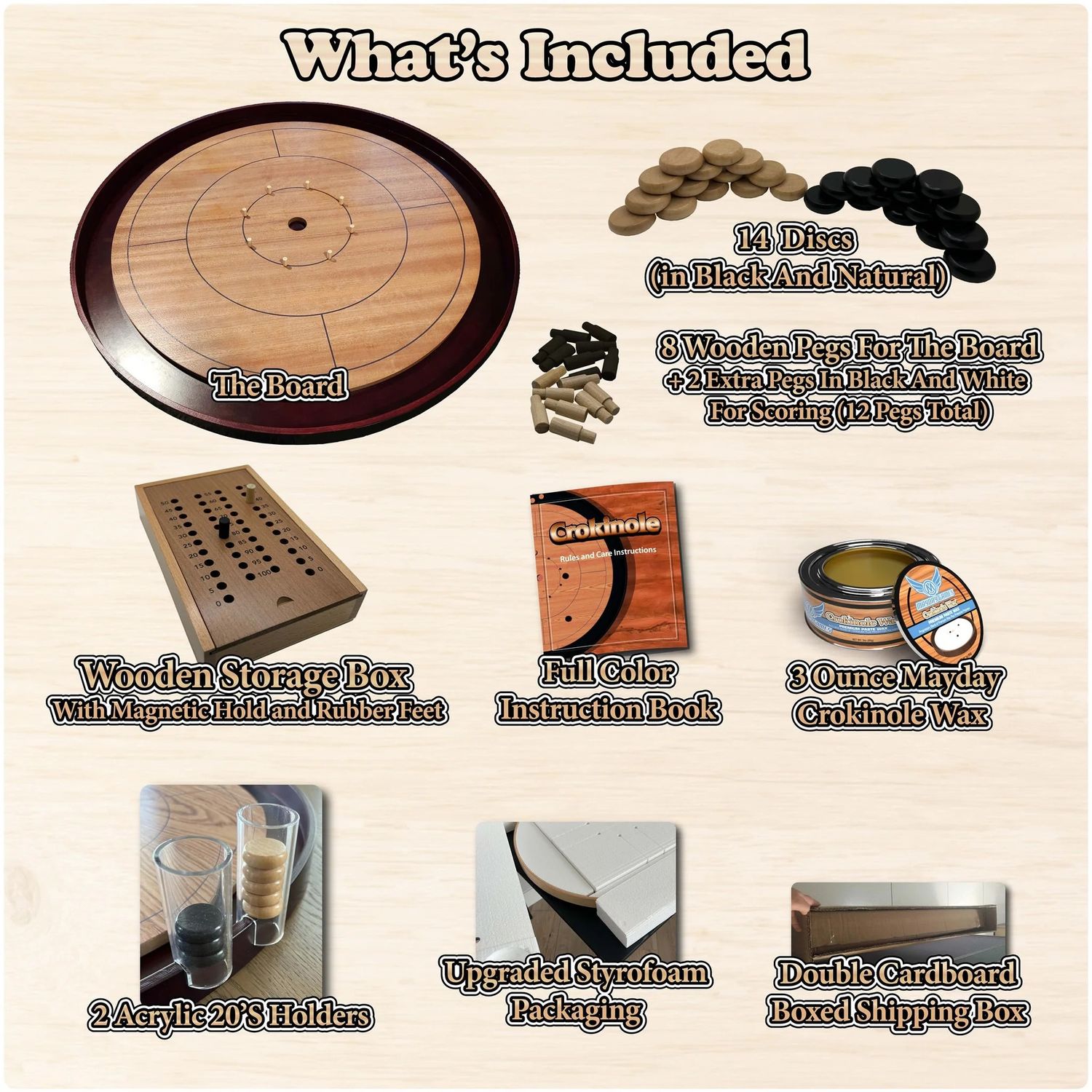 Crokinole Board w Case (Mahogany or Beech)