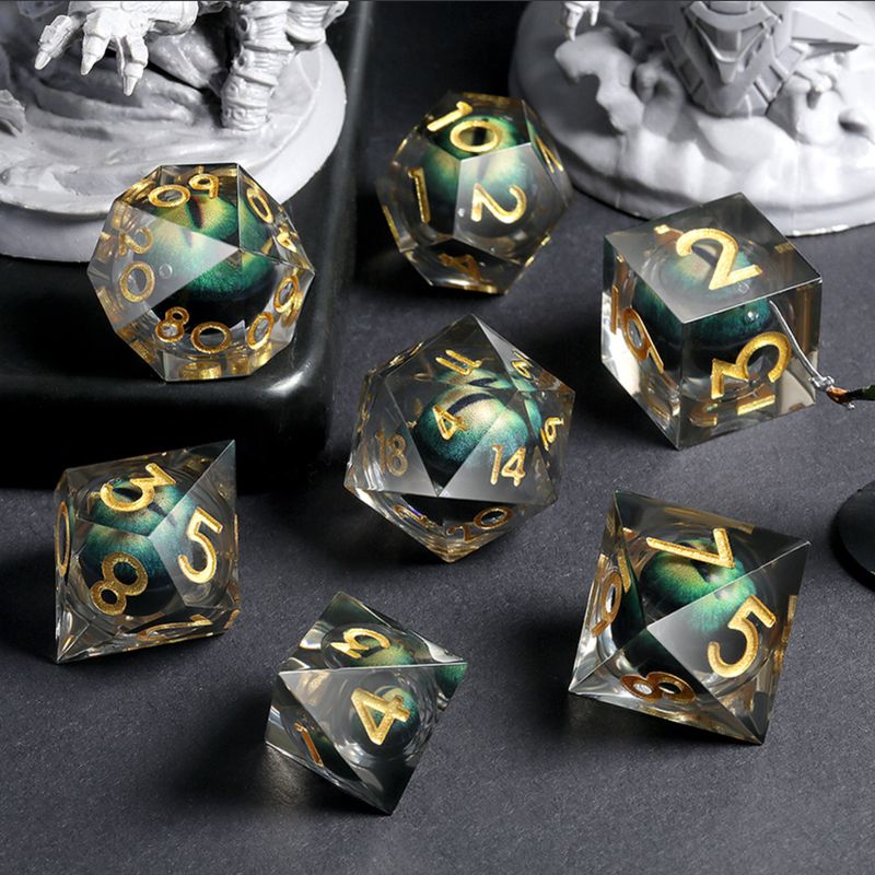 Sharp Edge Dice Set - Dragon Eye Green