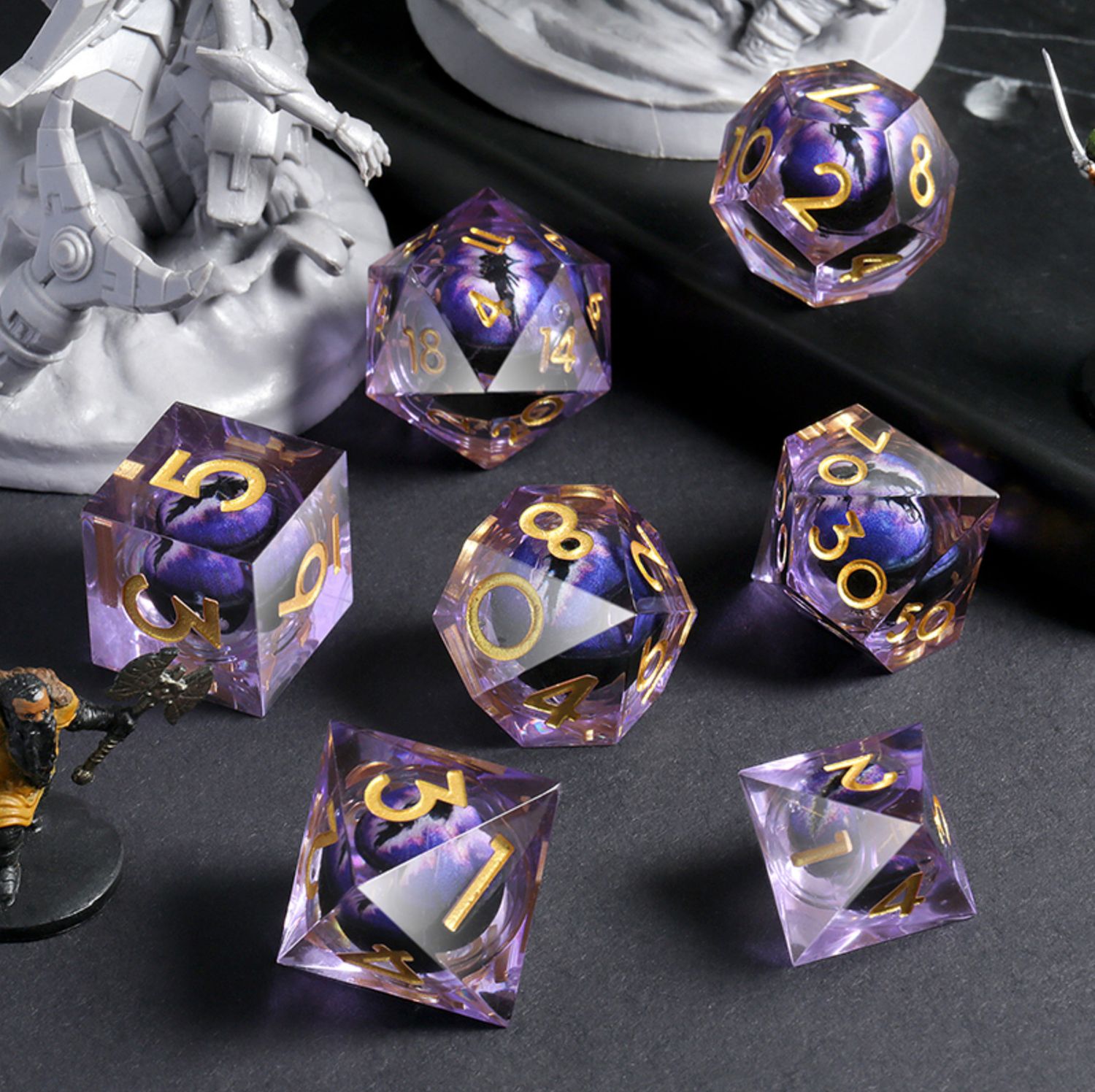 Sharp Edge Dice Set - Dragon Eye Purple
