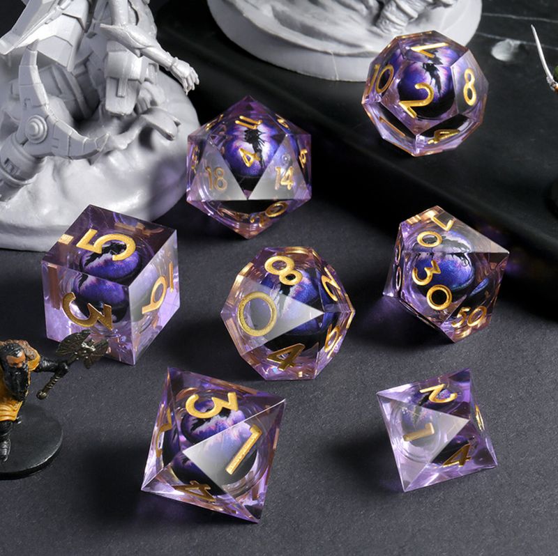 Sharp Edge Dice Set - Dragon Eye Purple