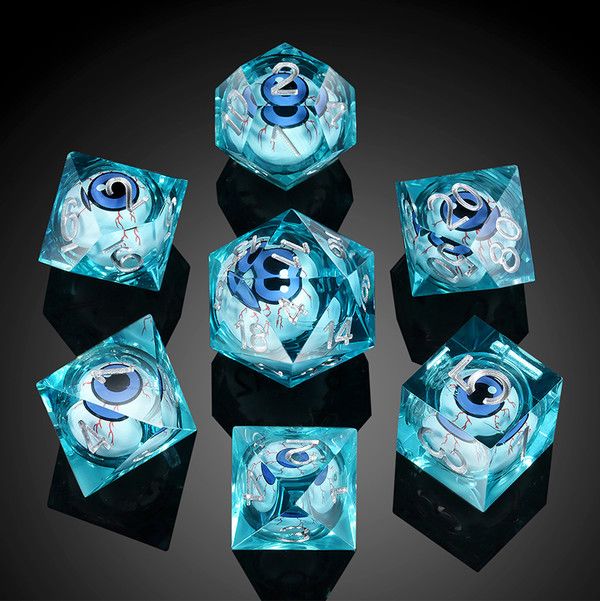 Sharp Edge Dice Set - Blue Eyeball